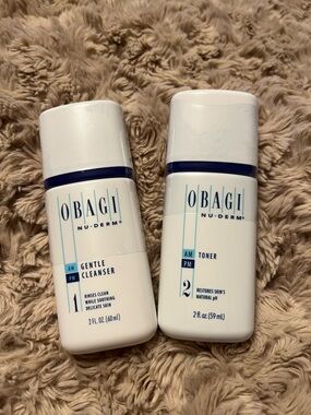 Obagi Nu-Derm Gentle Cleanser & Toner Duo - White with Blue Trim